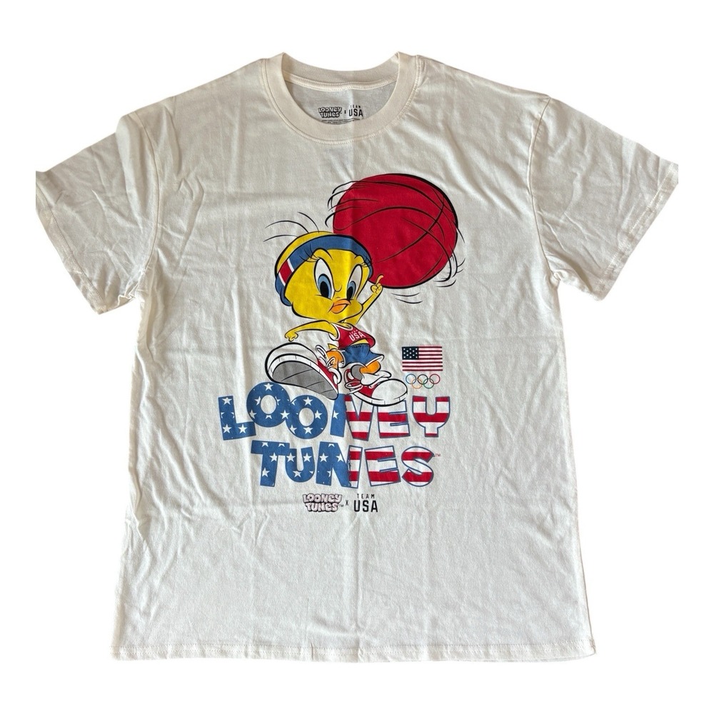 Looney Tunes TWEETY BIRD TEAM USA‎ T-Shirt OLYMPICS Size Large Basketball Tee
